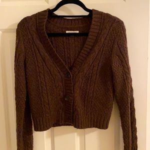 American eagle brown button down sweater